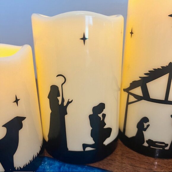 Christmas Nativity Scene Flameless LED Candles, Battery Operated with Remote - Picture 5 of 11